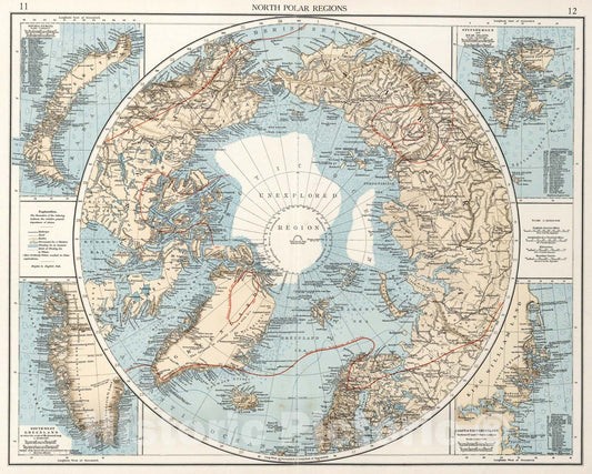 Historic Map : North Polar Regions, 1900, Vintage Wall Art