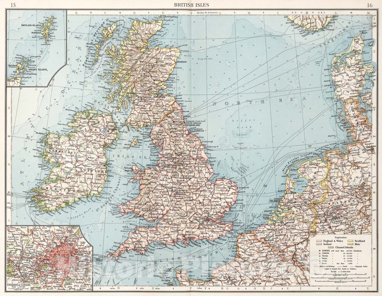 Historic Map : British Isles, 1900, Vintage Wall Art