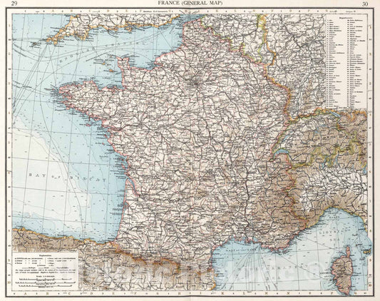 Historic Map : France (General map), 1900, Vintage Wall Art