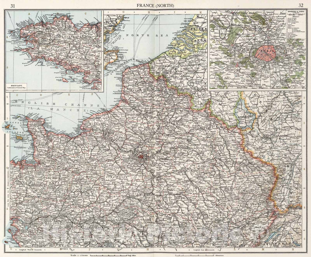 Historic Map : France (North), 1900, Vintage Wall Art