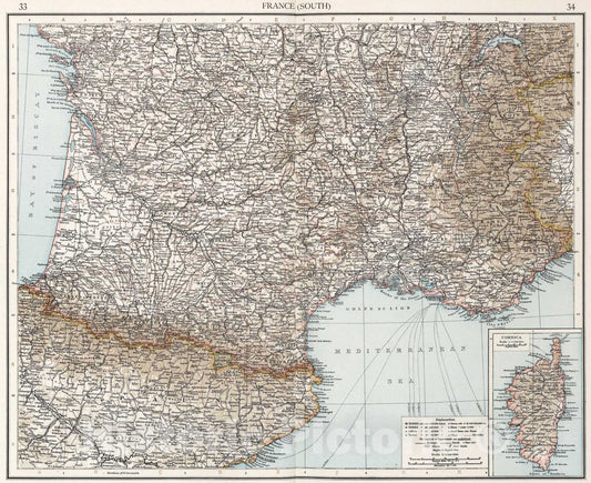 Historic Map : France (South), 1900, Vintage Wall Art