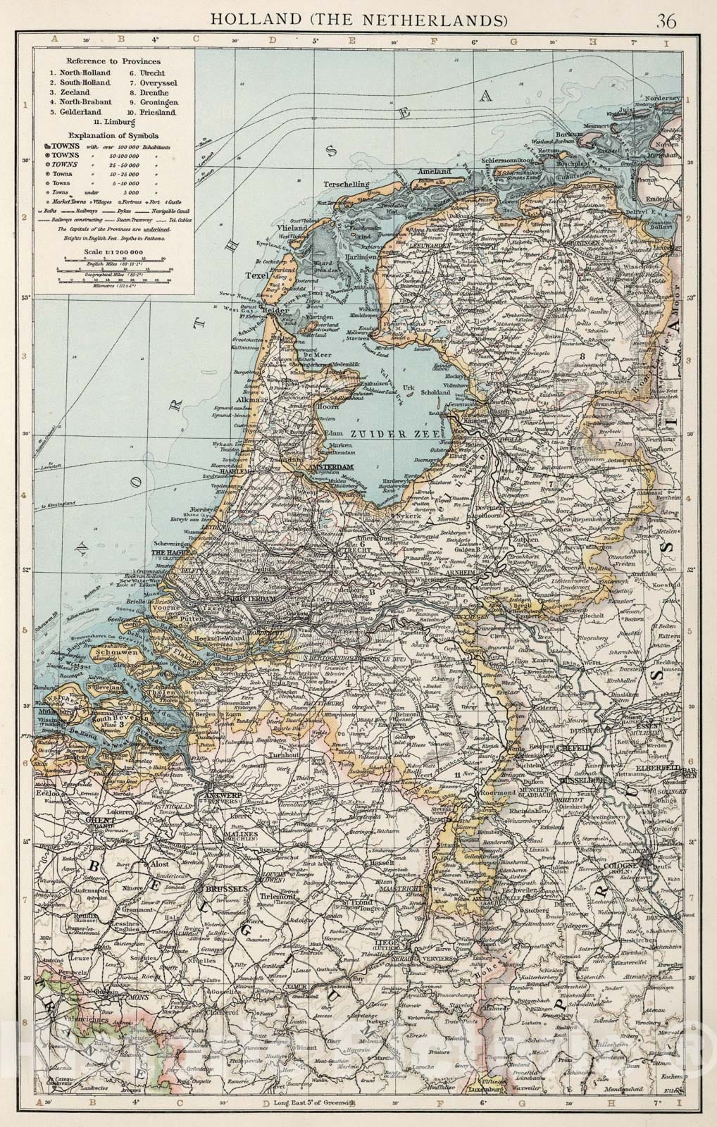 Historic Map : Holland (The Netherlands), 1900, Vintage Wall Art