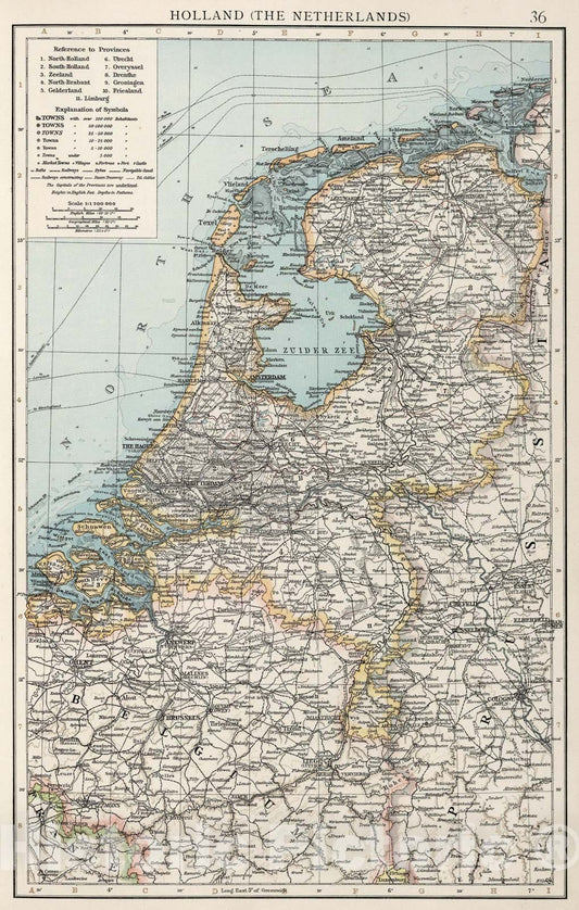 Historic Map : Holland (The Netherlands), 1900, Vintage Wall Art