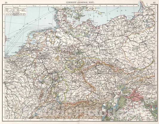 Historic Map : Germany General map, 1900, Vintage Wall Art