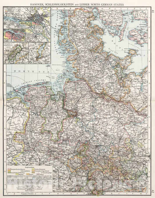 Historic Map : Hanover, Schleswig-Holstein and lesser North German States, 1900, Vintage Wall Art