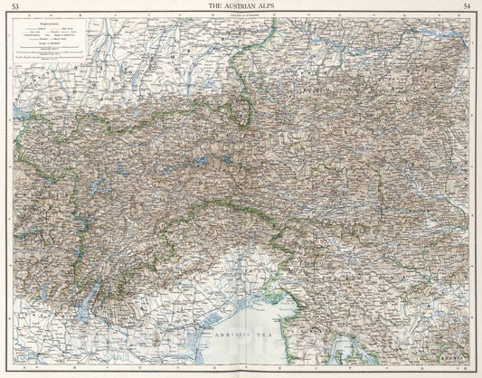 Historic Map : The Austrian Alps, 1900, Vintage Wall Art