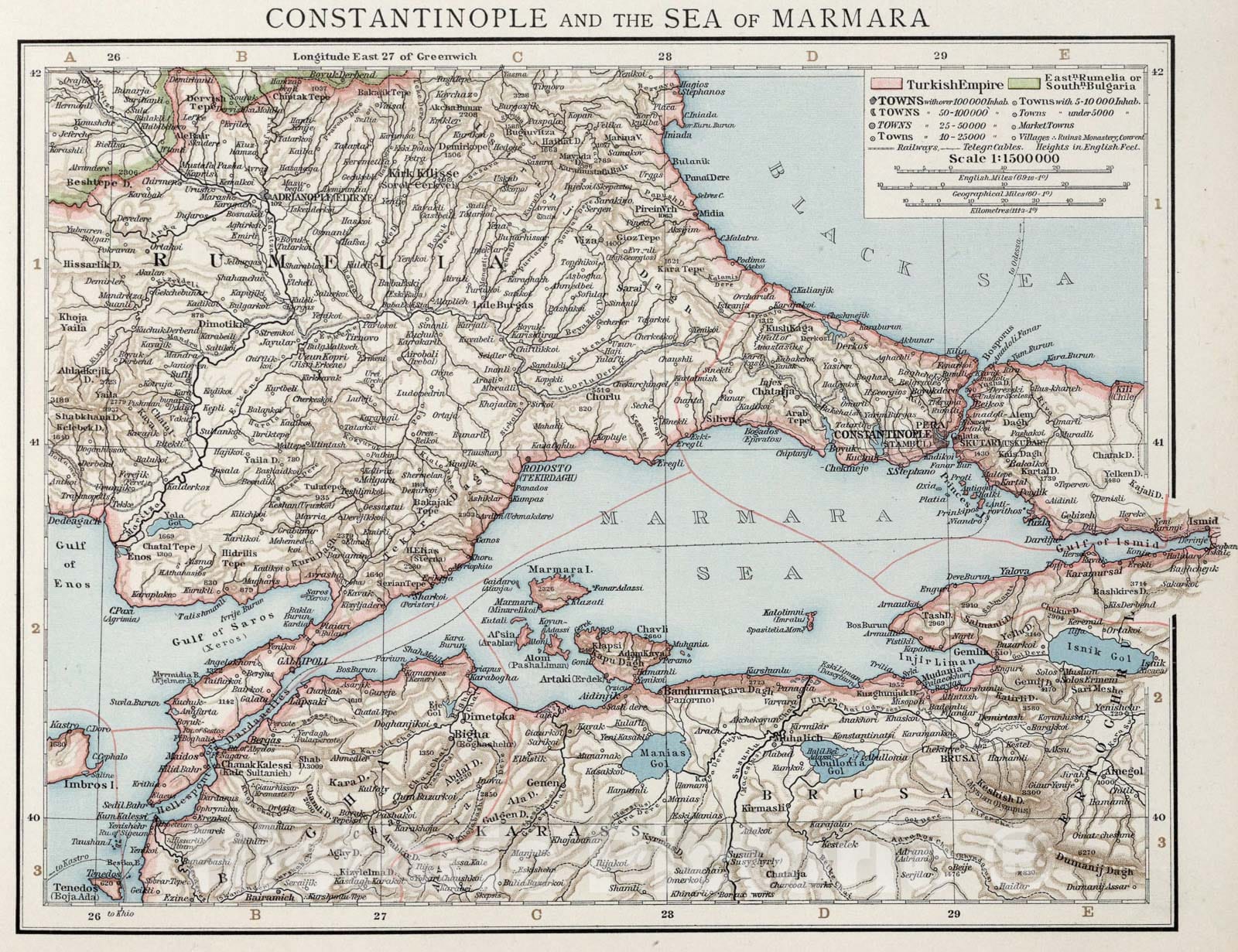 Historic Map : Constantinople and The Sea of Marmara., 1900, Vintage Wall Art