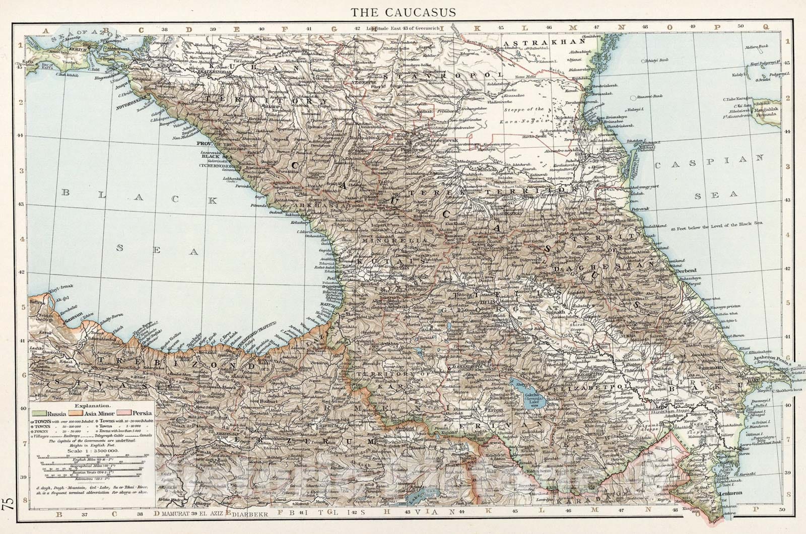 Historic Map : The Caucasus, 1900, Vintage Wall Art
