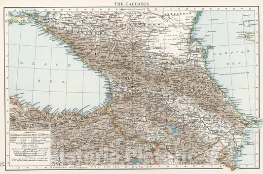 Historic Map : The Caucasus, 1900, Vintage Wall Art