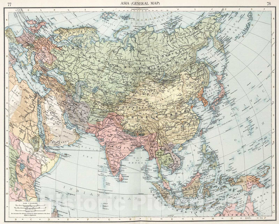 Historic Map : Asia (General map), 1900, Vintage Wall Art