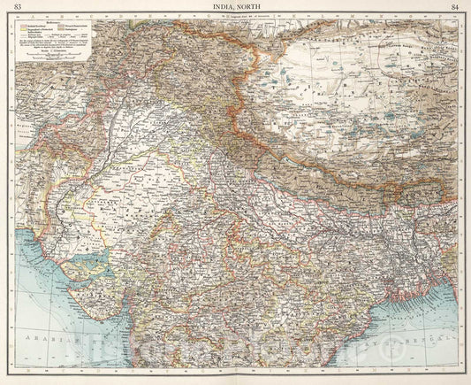 Historic Map : India, North, 1900, Vintage Wall Art