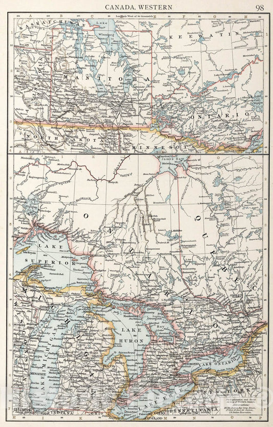 Historic Map : Canada, Western, 1900, Vintage Wall Art