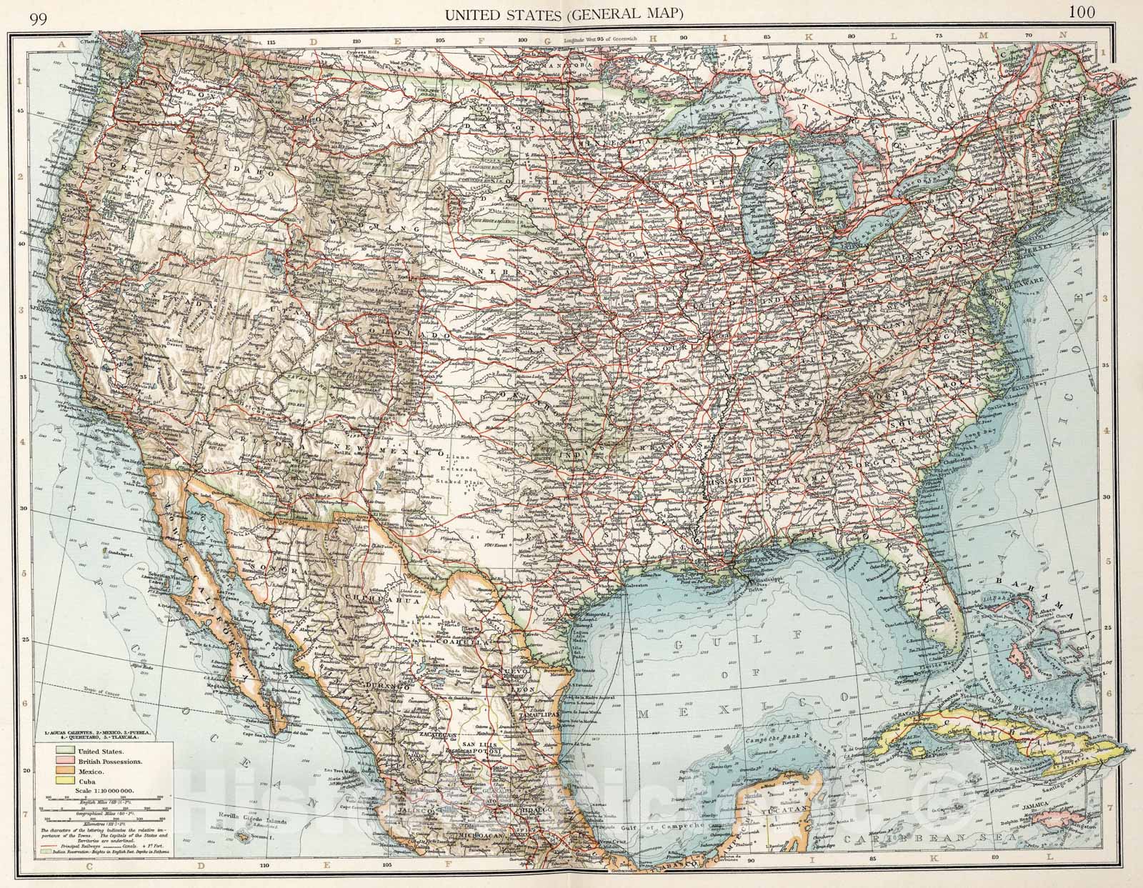 Historic Map : United States (General map), 1900, Vintage Wall Art