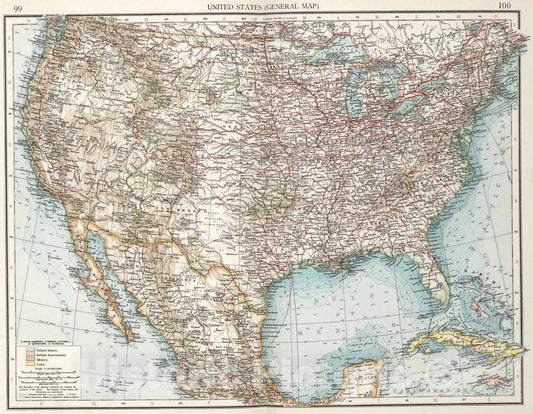 Historic Map : United States (General map), 1900, Vintage Wall Art