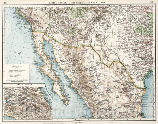 Historic Map : United States, South - Western and Mexico, North, 1900, Vintage Wall Art
