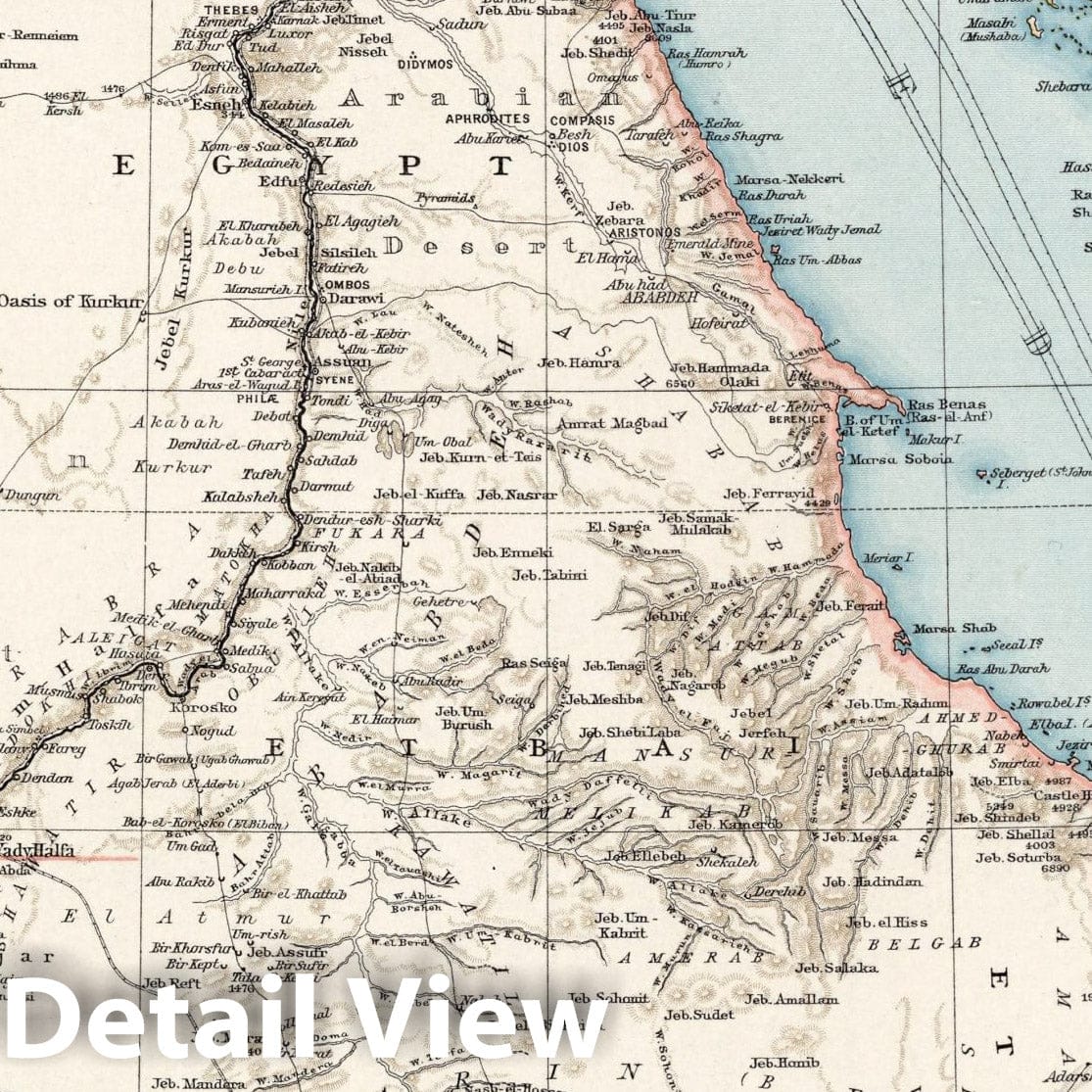 Egypt - Railroad Map, 1900 - The Times Atlas Historical Reproduction
