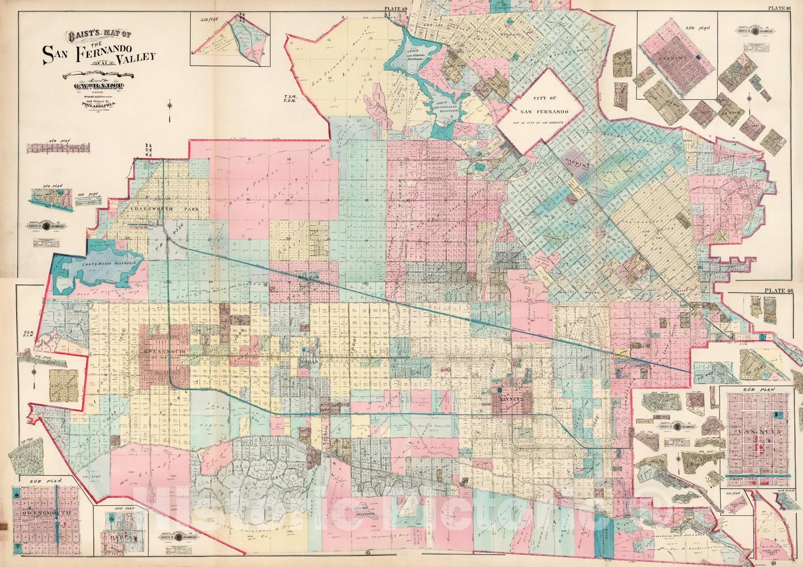 San Fernando Valley, Los Angeles Fire Insurance Map 1921 - Historical Cadastral Print