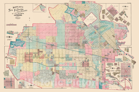 Historic Map : Composite: Baist's Map of the San Fernando Valley, Plates 46, 47, 48, 49., 1921, Vintage Wall Art