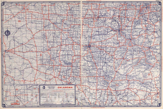 Historic Map : Rand McNally Road map: Oklahoma, 1939, Vintage Wall Art