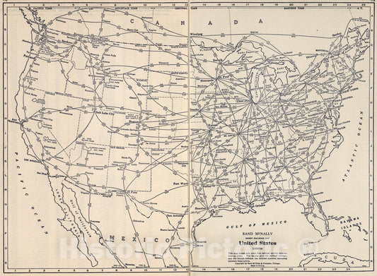Historic Map : Rand McNally Handy railroad map: United States, 1939, Vintage Wall Art