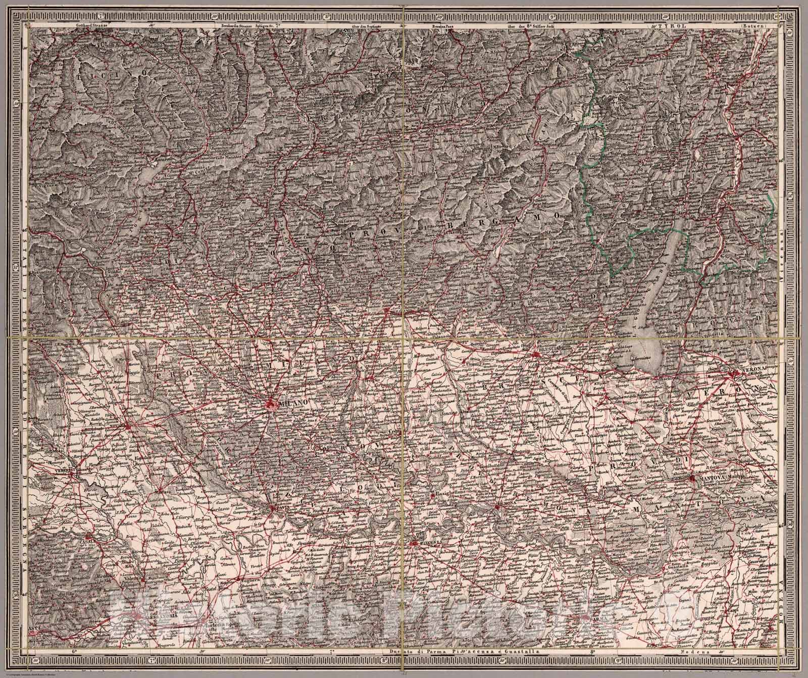 Historic Map : Milano, 1840, Vintage Wall Art