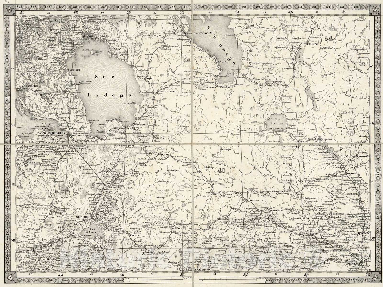 Historic Map : St. Petersburg. V, 1837, Vintage Wall Art