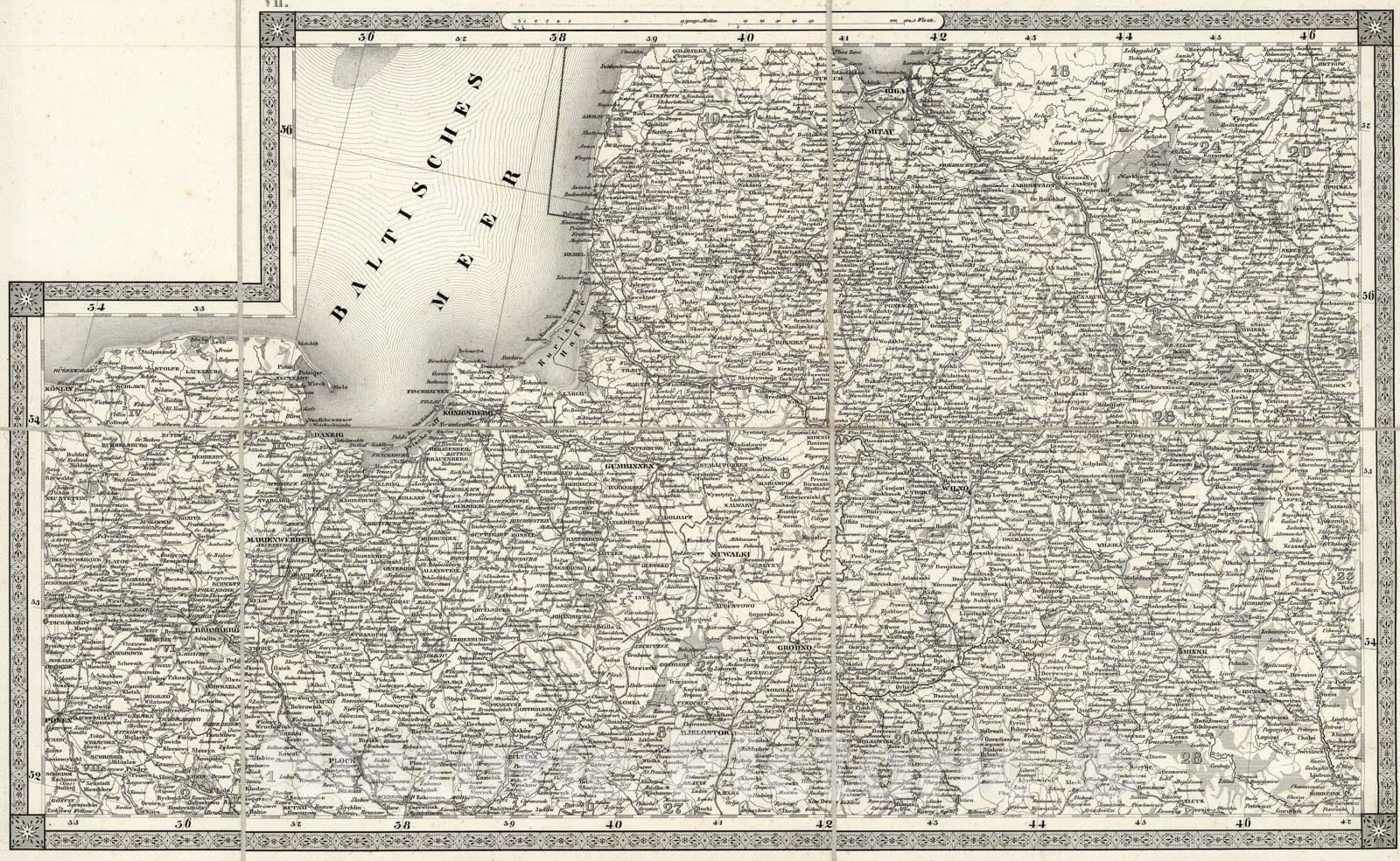 Historic Map : Konigsberg. VII, 1837, Vintage Wall Art