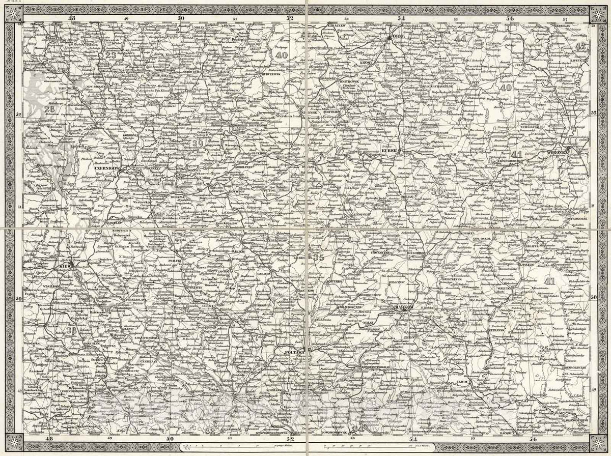 Historic Map : Kursk. Charkow. XI, 1837, Vintage Wall Art