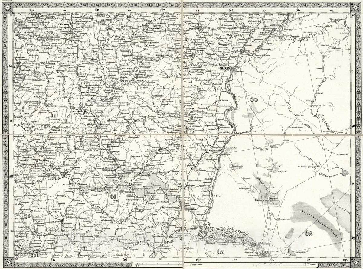 Historic Map : Saratow. XII, 1837, Vintage Wall Art