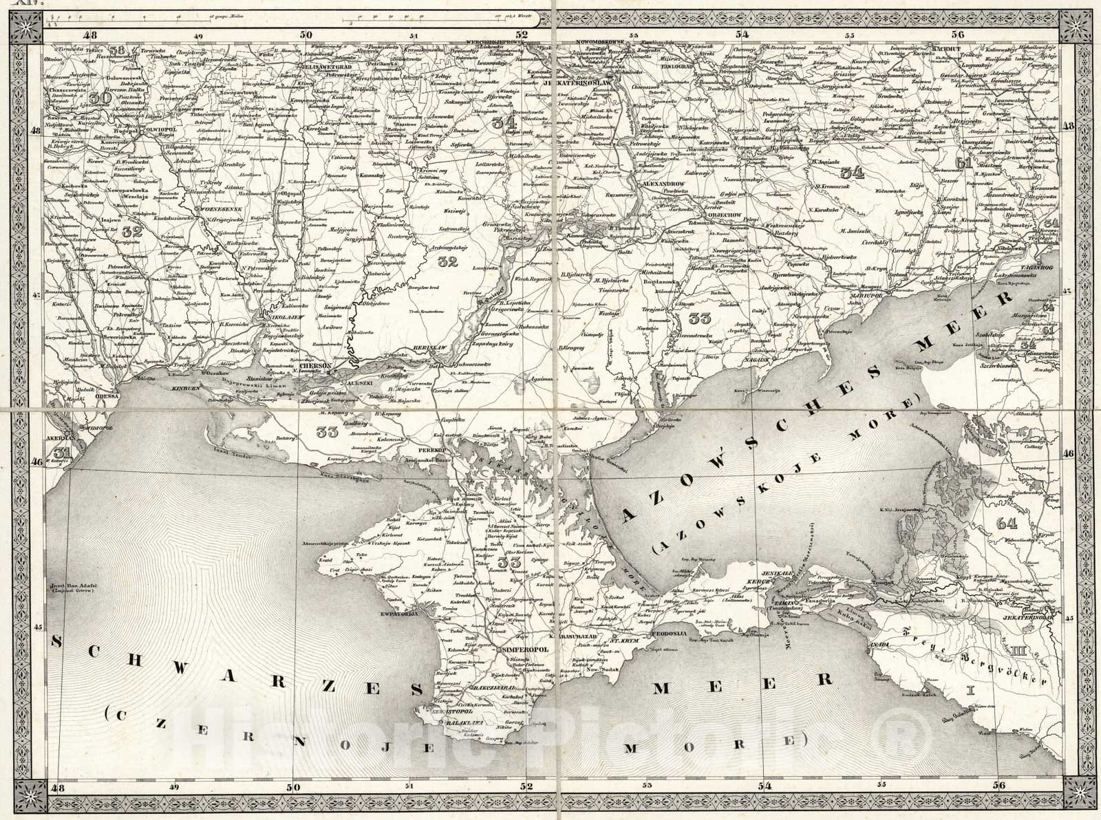 Historic Map : Schwarzes Meer. XIV, 1837, Vintage Wall Art