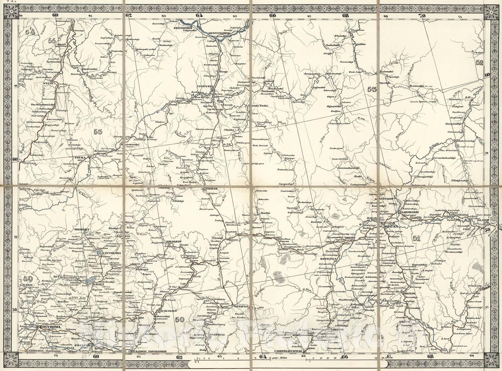 Historic Map : Kostroma, VI, 1870, Vintage Wall Art