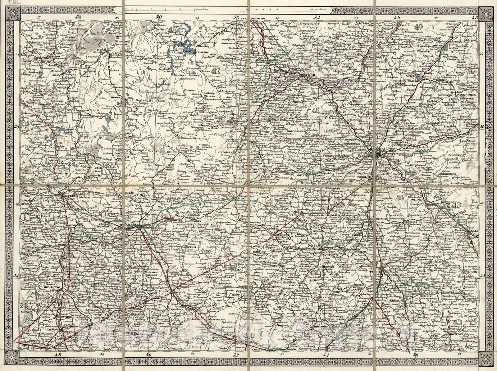 Historic Map : Moskau. VIII, 1870, Vintage Wall Art