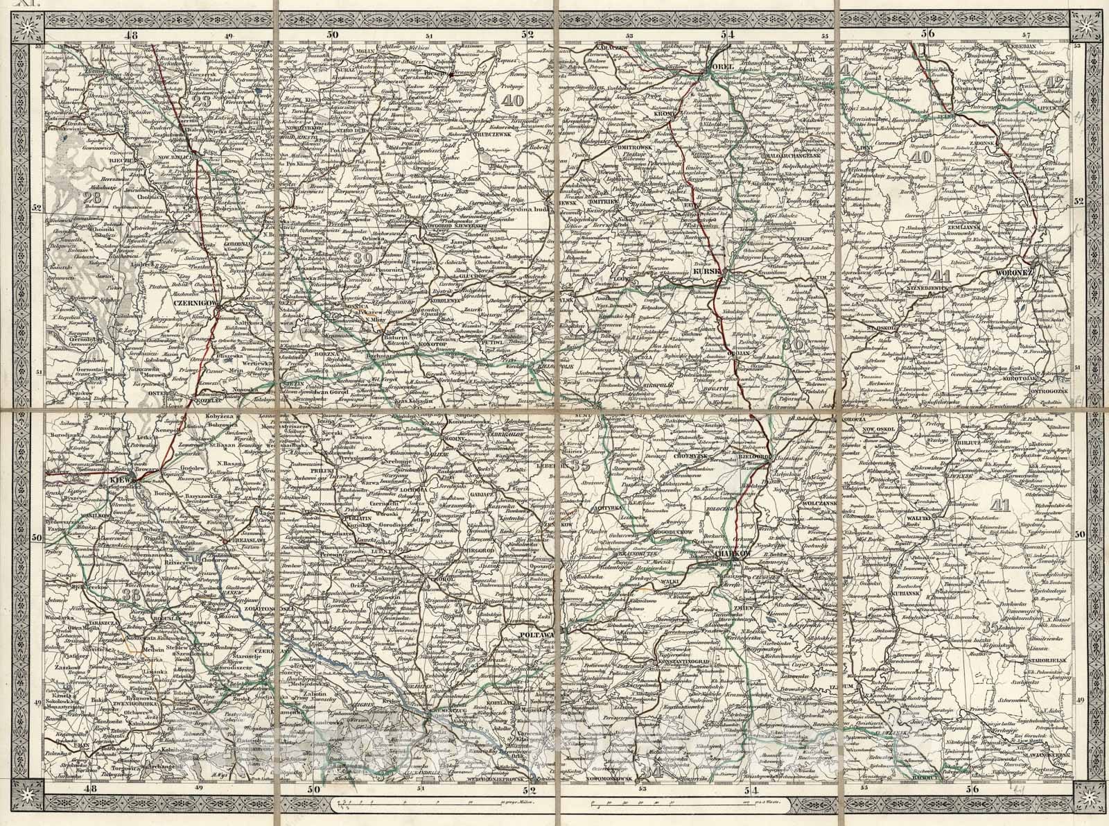Historic Map : Kiew. XI, 1870, Vintage Wall Art