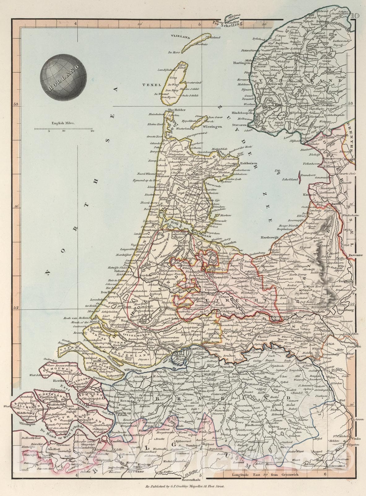Historic Map : Holland, 1850, Vintage Wall Art