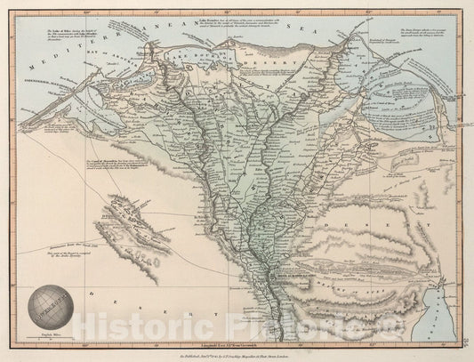 Historic Map : Lower Egypt, 1845, Vintage Wall Art