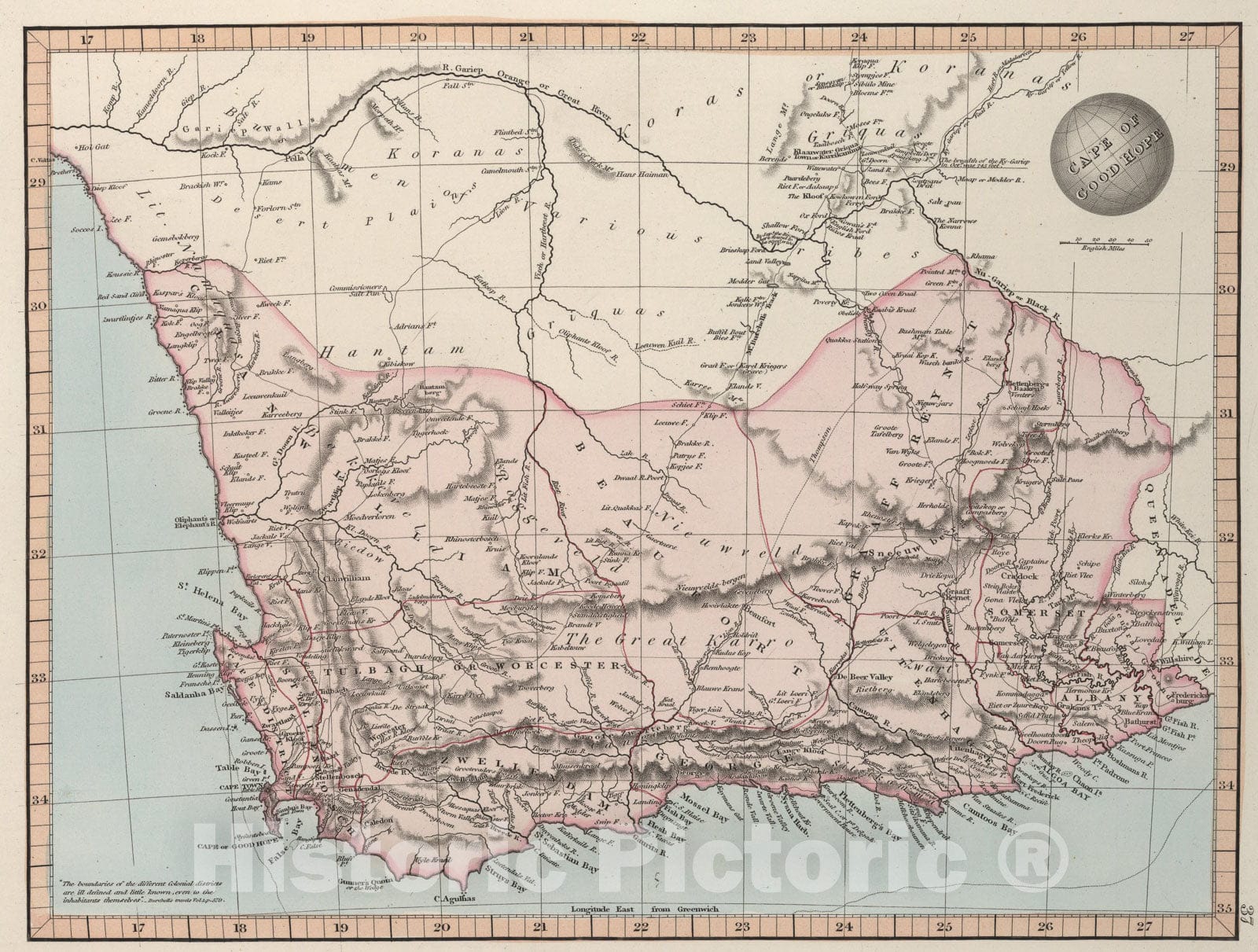 Historic Map : Cape of Good Hope, 1845, Vintage Wall Art