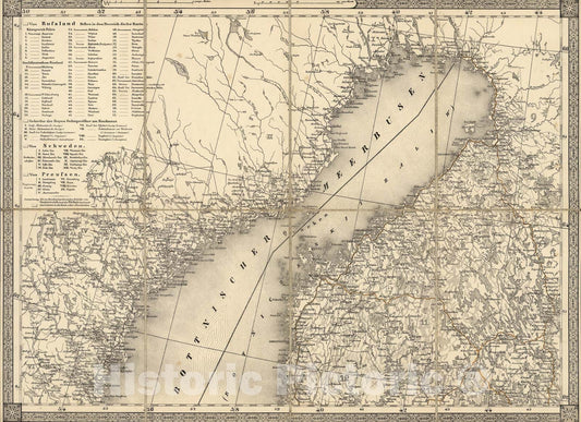 Historic Map : 1. Wasa, (with) Uibersicht der provinzial Eintheilung fur den bereich der karte, 1854, Vintage Wall Art