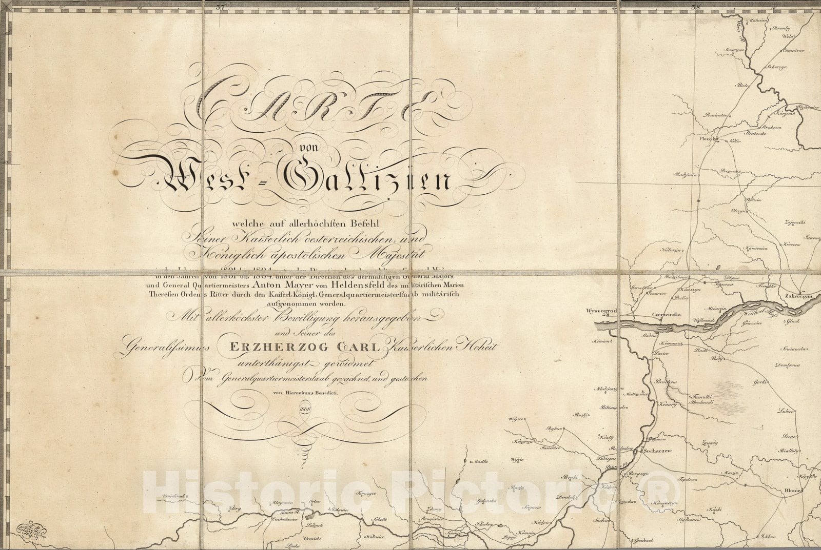 Historic Map : Sheet 1: Carte von West-Gallizien 1808, 1808, Vintage Wall Art