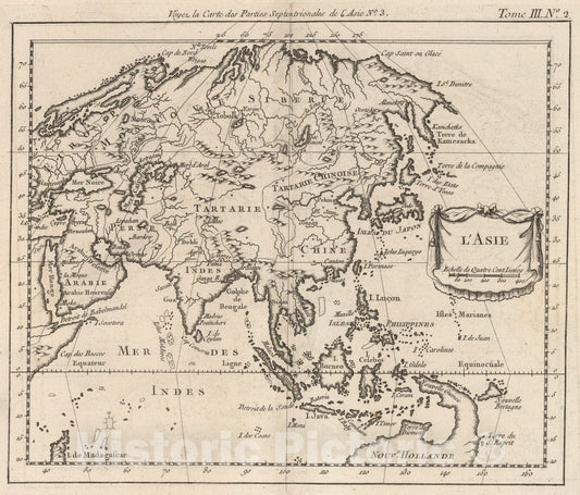 Historic Map : L'Asie, 1764, Vintage Wall Art