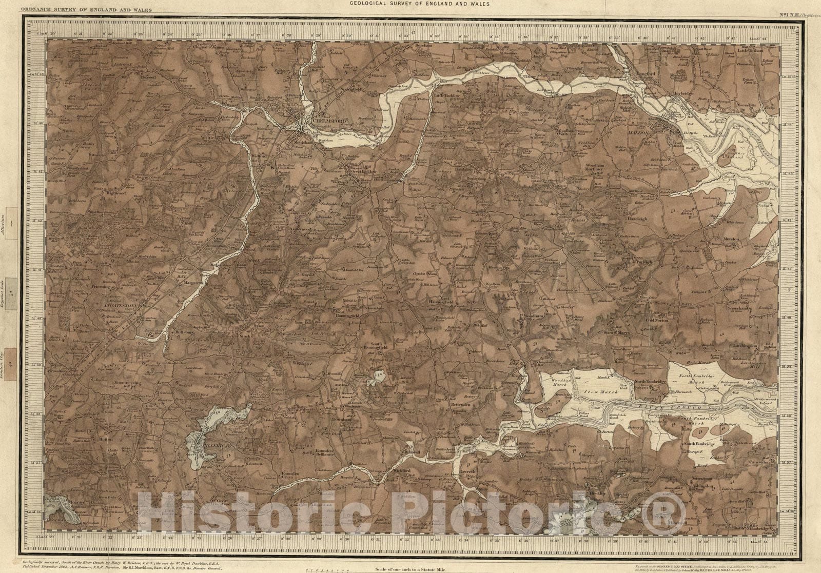 Historic Map : 1. Brentwood, NE Quad., 1868, Vintage Wall Art