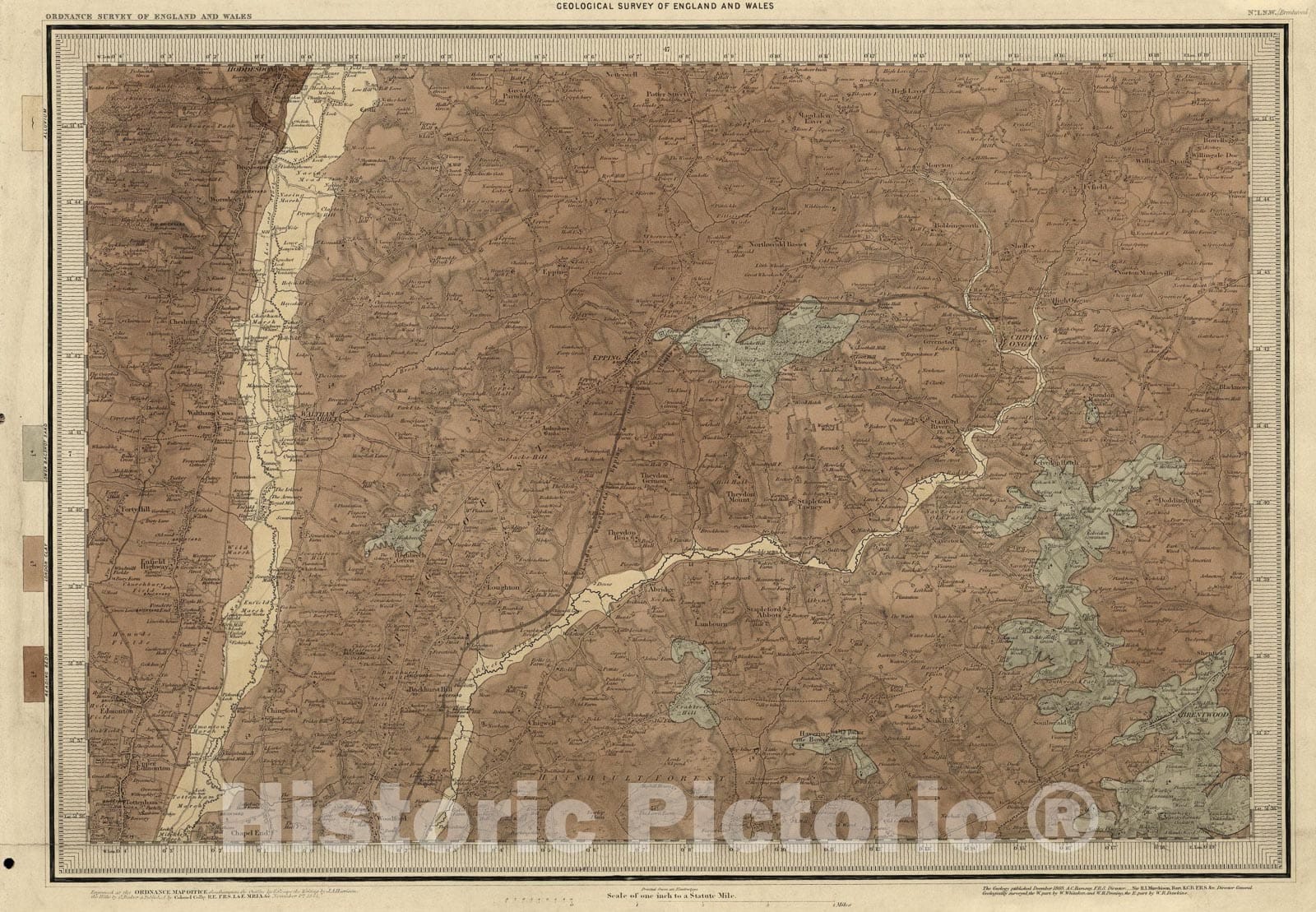 Historic Map : 1. Brentwood, NW Quad., 1868, Vintage Wall Art