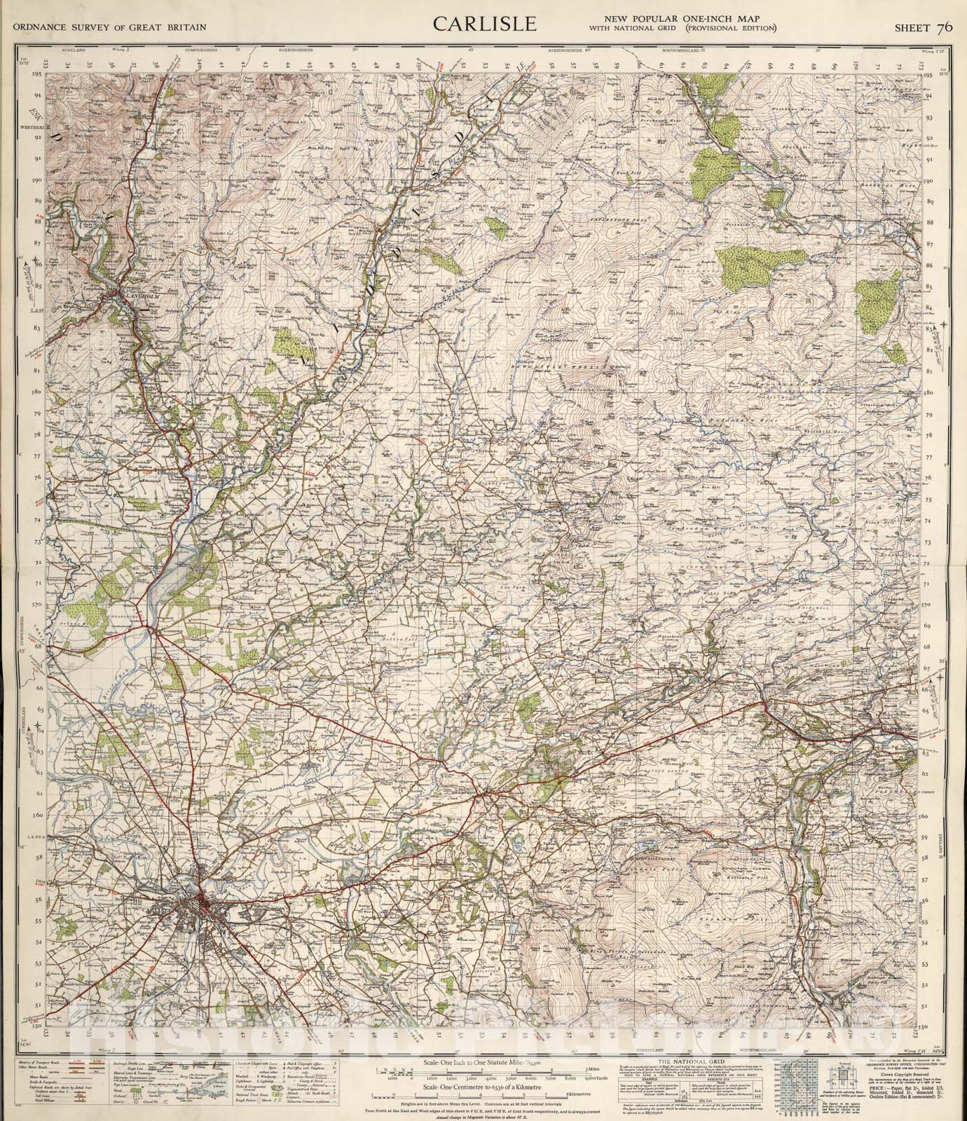 Historic Map : Sheet 76. Carlisle., 1947, Vintage Wall Art