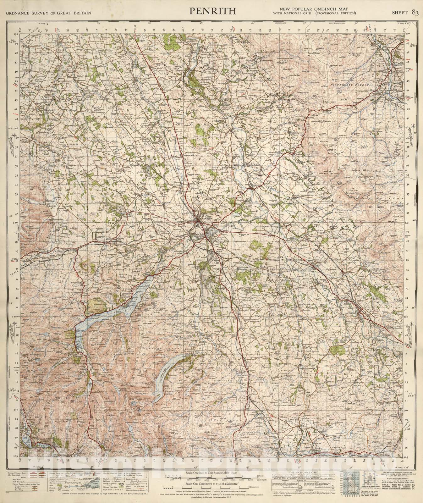 Historic Map : Sheet 83. Penrith., 1947, Vintage Wall Art