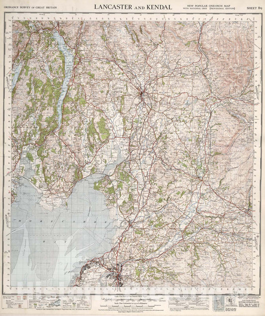 Historic Map : Sheet 89. Lancaster and Kendal., 1947, Vintage Wall Art