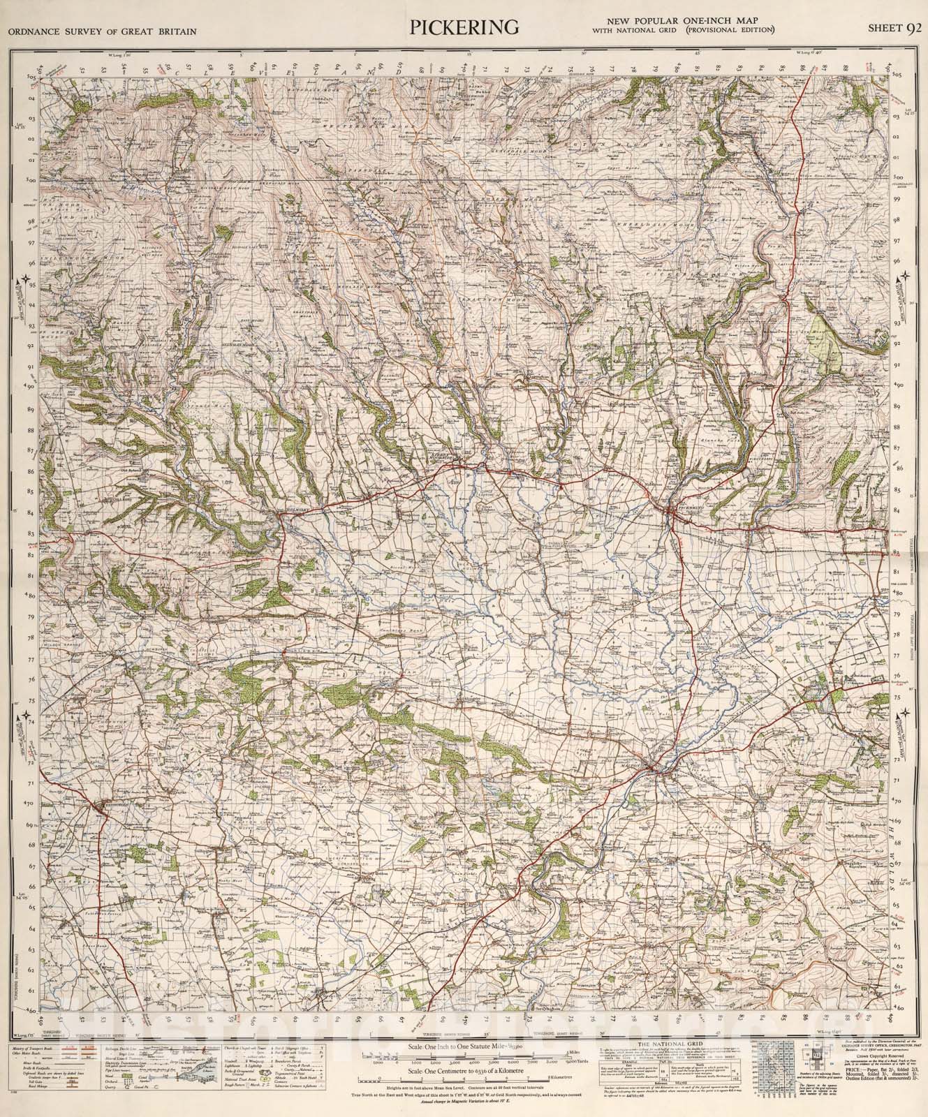 Historic Map : Sheet 92. Pickering., 1947, Vintage Wall Art