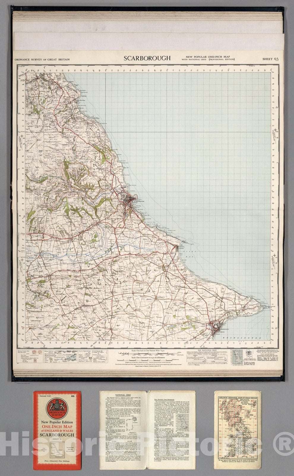 Historic Map : Sheet 93. Scarborough., 1947, Vintage Wall Art