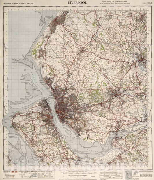 Historic Map : Sheet 100. Liverpool., 1947, Vintage Wall Art