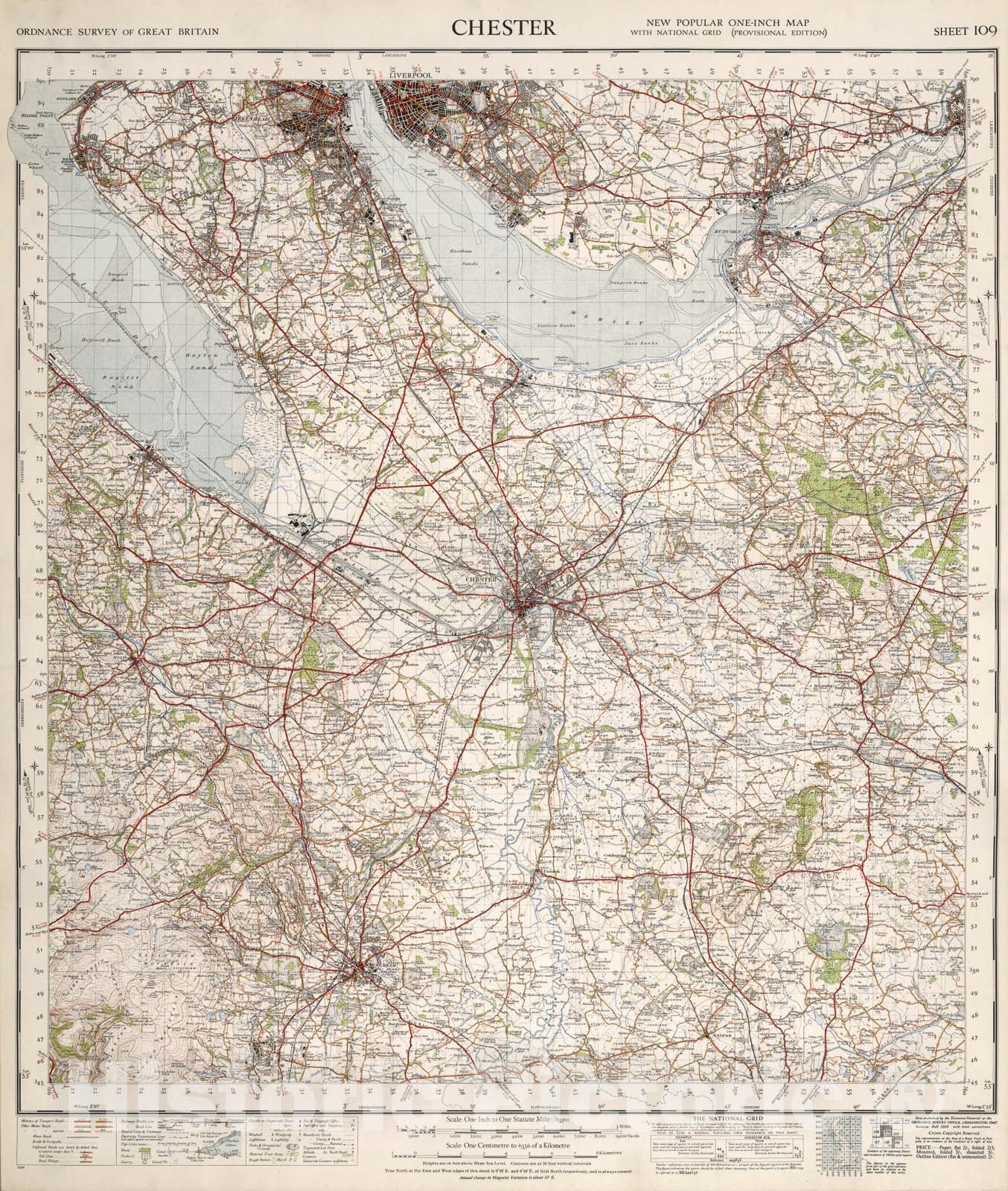 Historic Map : Sheet 109. Chester., 1947, Vintage Wall Art