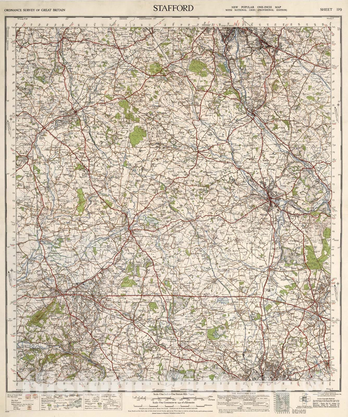 Historic Map : Sheet 119. Stafford., 1946, Vintage Wall Art