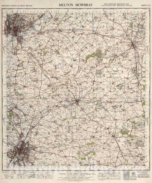 Historic Map : Sheet 122. Melton Mowbray., 1947, Vintage Wall Art
